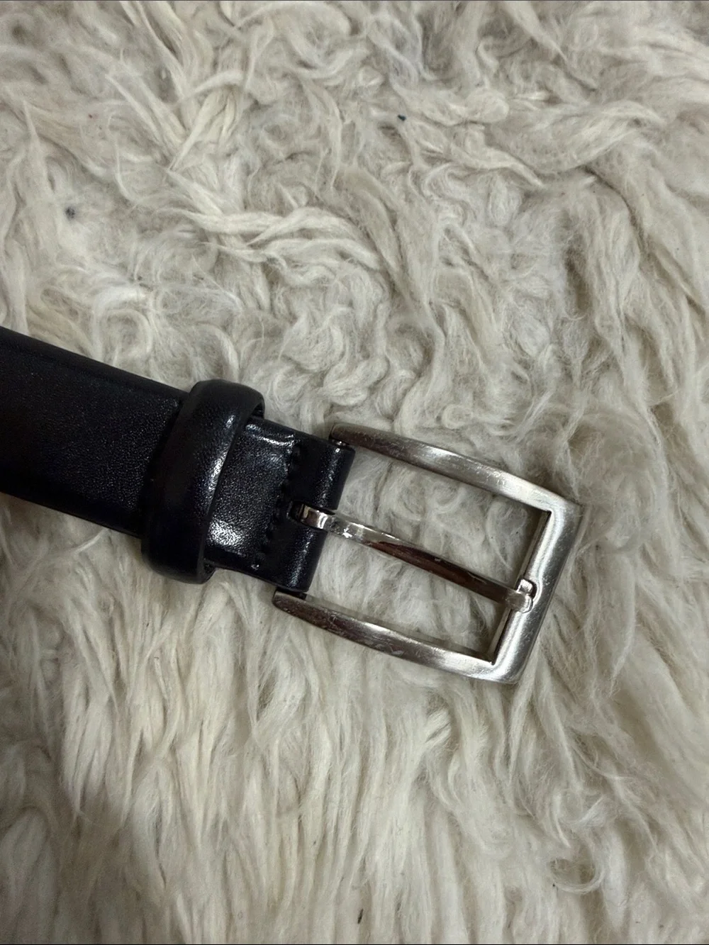 Jos A Bank Dress Belt Mens Size 36 Black Genuine Leather Silver Tone Buckle 0368